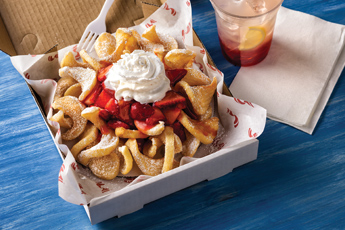 SIDEWINDERS™ Fries featuring Conquest® brand batter Original Cut 6/4lb, Funnel Cake Application 