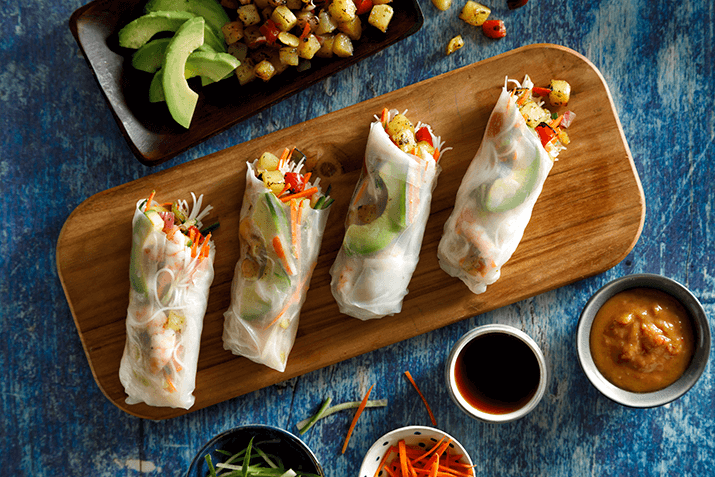 Roasted Pineapple and Shrimp Summer Rolls Recipe Image