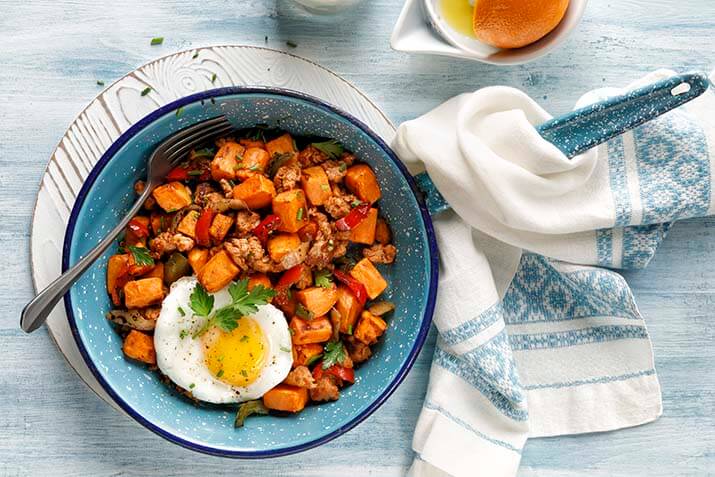 Sweet Potato Hash with Hot Italian Sausage Recipe Image