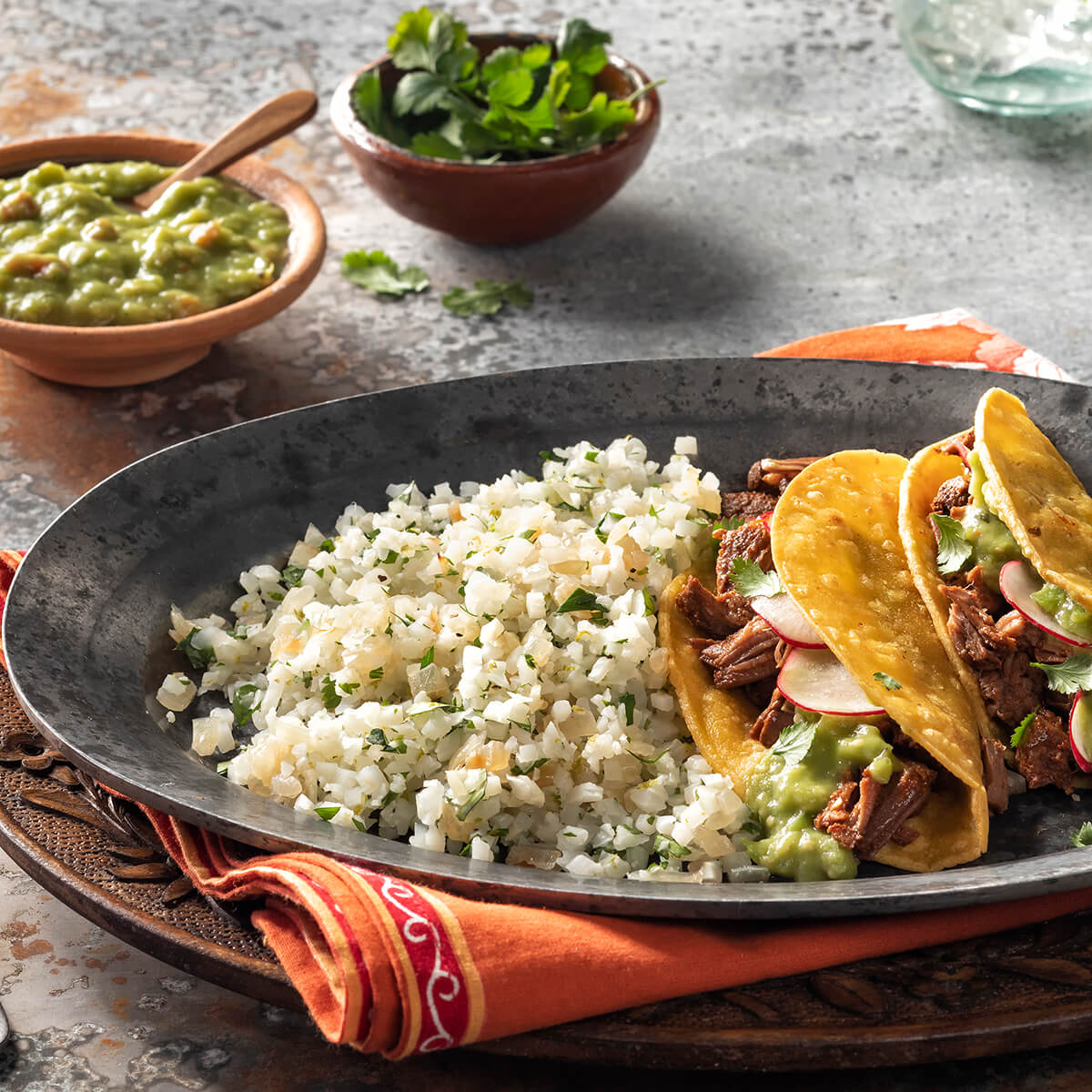 Birria Taco Plate with Cilantro-Lime Cauliflower Rice Recipe