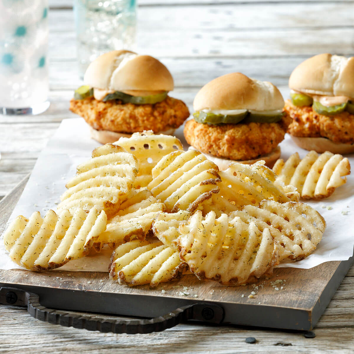 Crispy Dill Pickle Fries with Fried Chicken Sliders Recipe